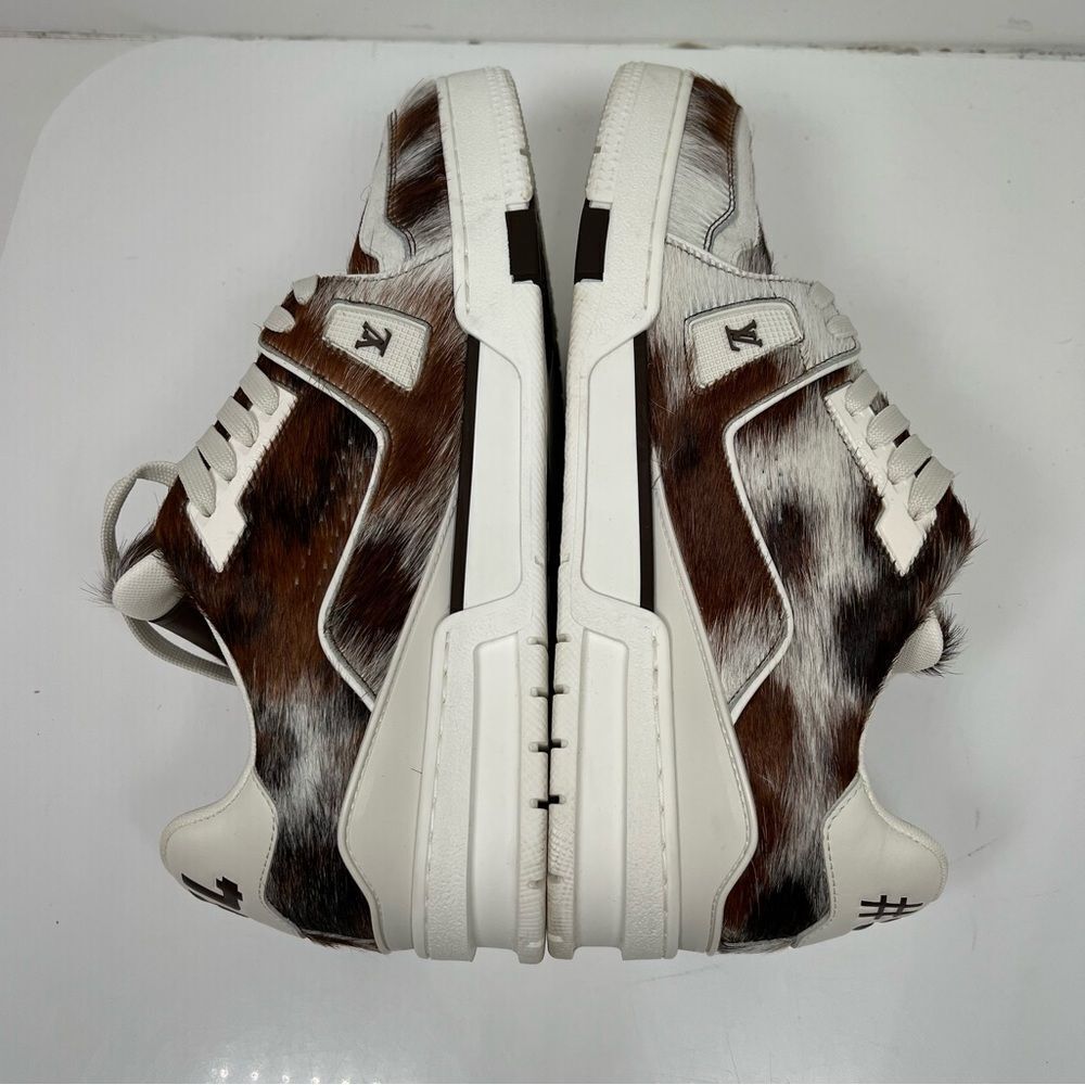 Louis Vuitton LV Trainer Sneaker in a brown pony-style calf leather Size 8 US 9 - Picture 6 of 9